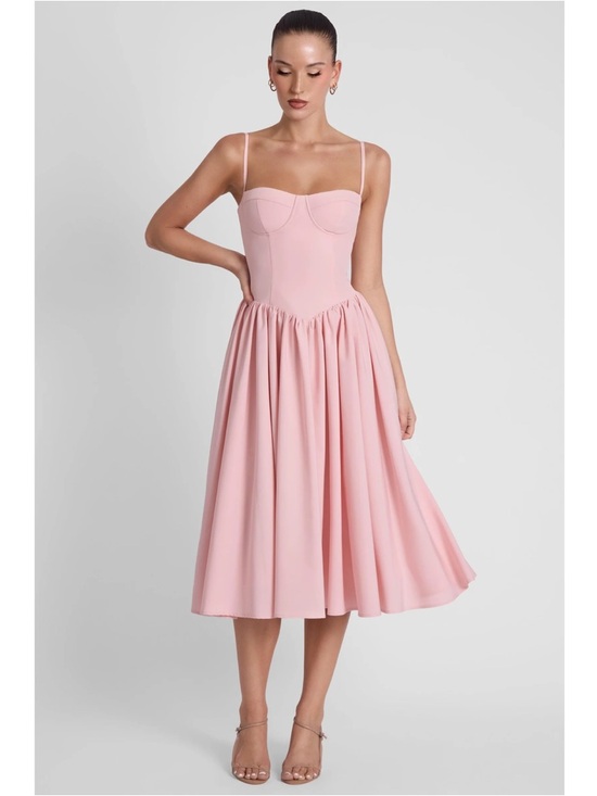 Leau Dresses & Skirts - NWT LEAU Blush Pink Midi DRESS w/ Bustier Bodice